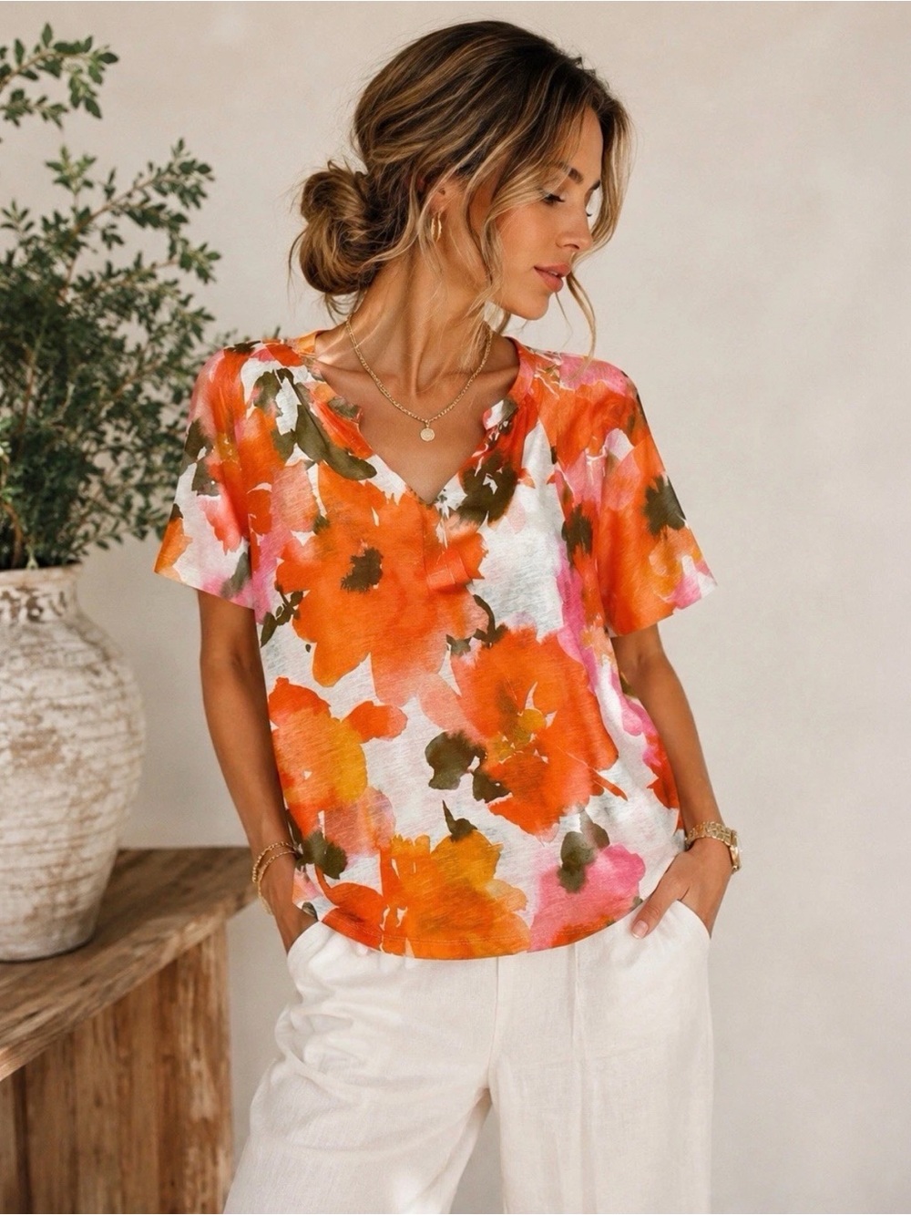 Joie Linen Watercolor Floral Top Size Small NWT